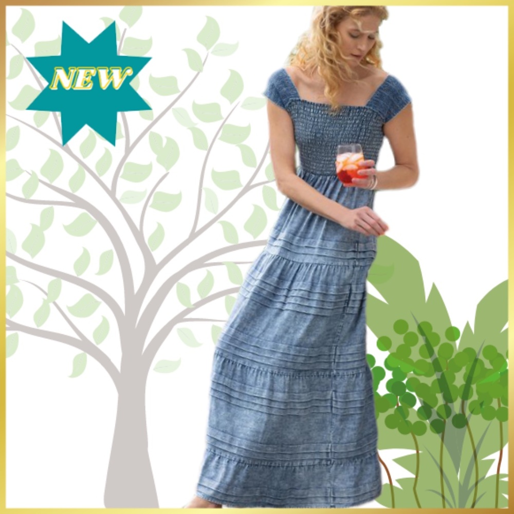 Soft Surroundings Rocaille Dress Maxi - Denim Blue Color - Size XL - NWT
